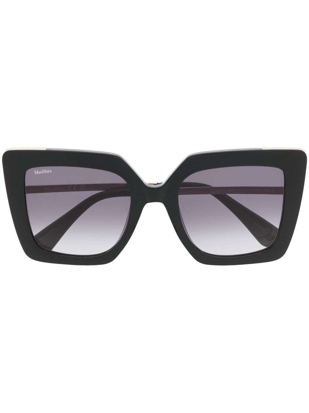 Max Mara Eyewear logo雕刻方框太阳眼镜 - 黑色