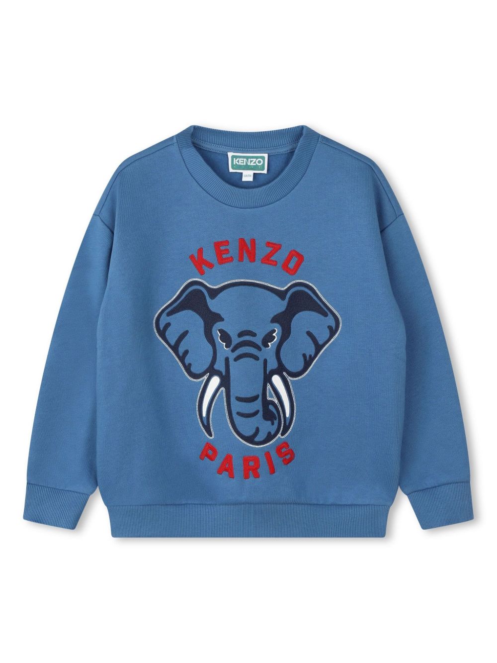Kenzo Kids logo刺绣圆领卫衣 - 蓝色