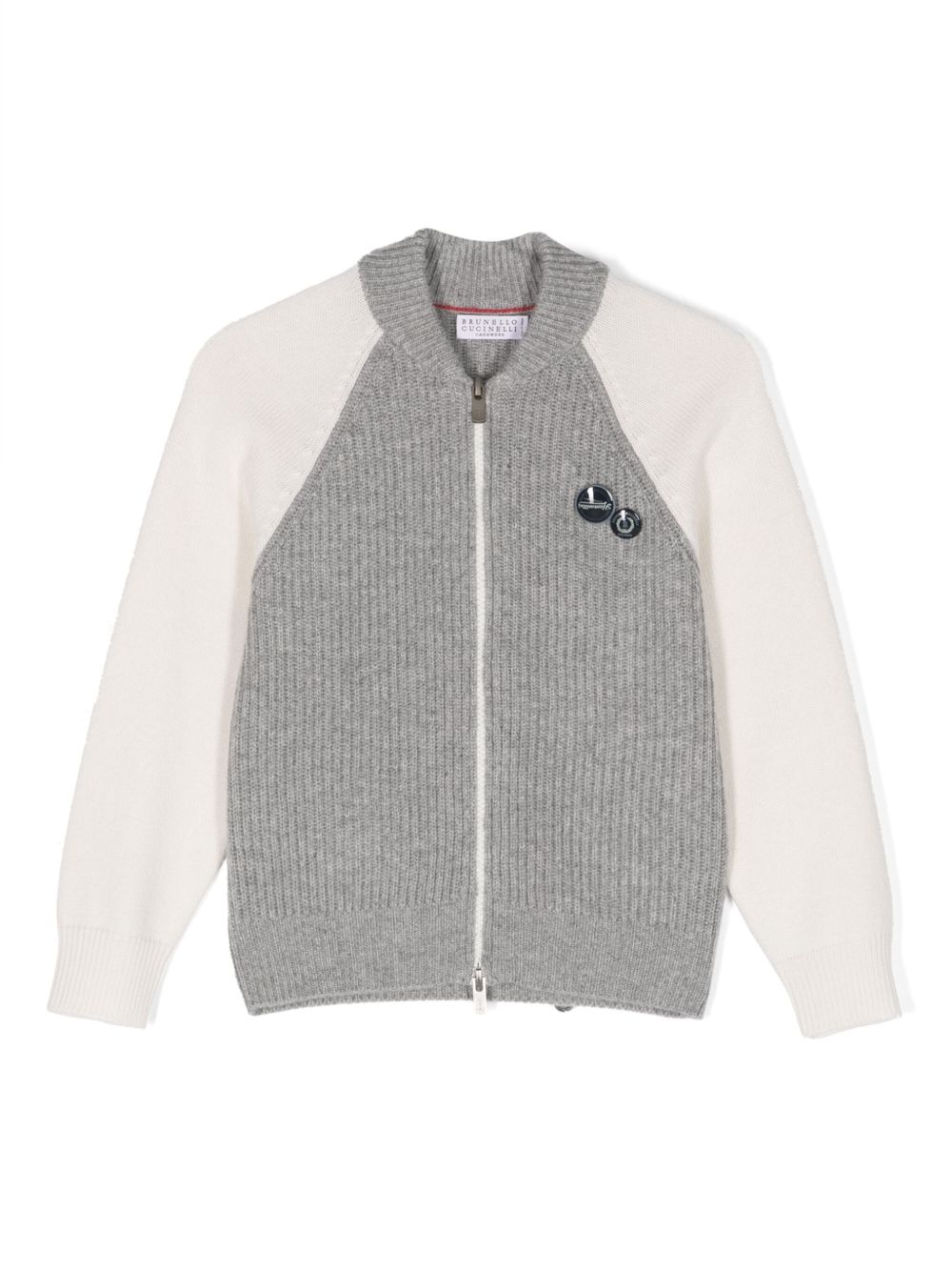 Brunello Cucinelli Kids 拉链羊绒开衫 - 灰色