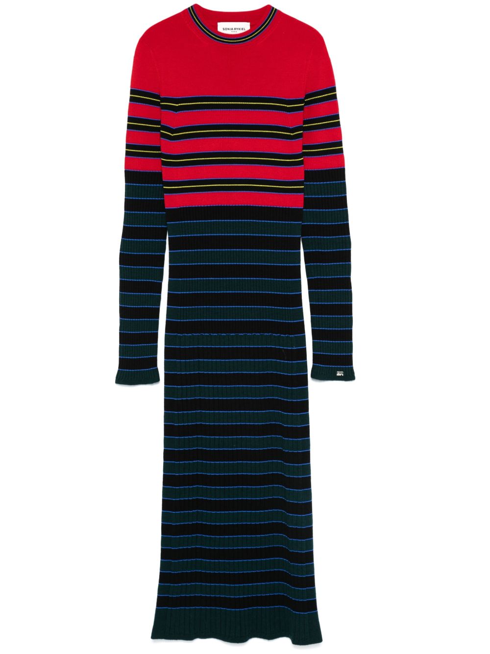 Sonia Rykiel 条纹针织中长连衣裙 - 蓝色