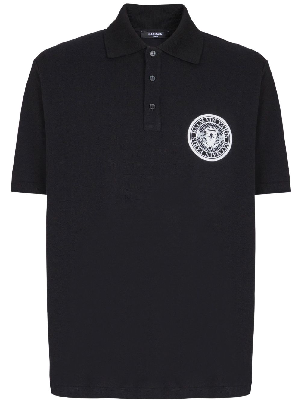 Balmain Coin 印花棉polo衫 - 黑色