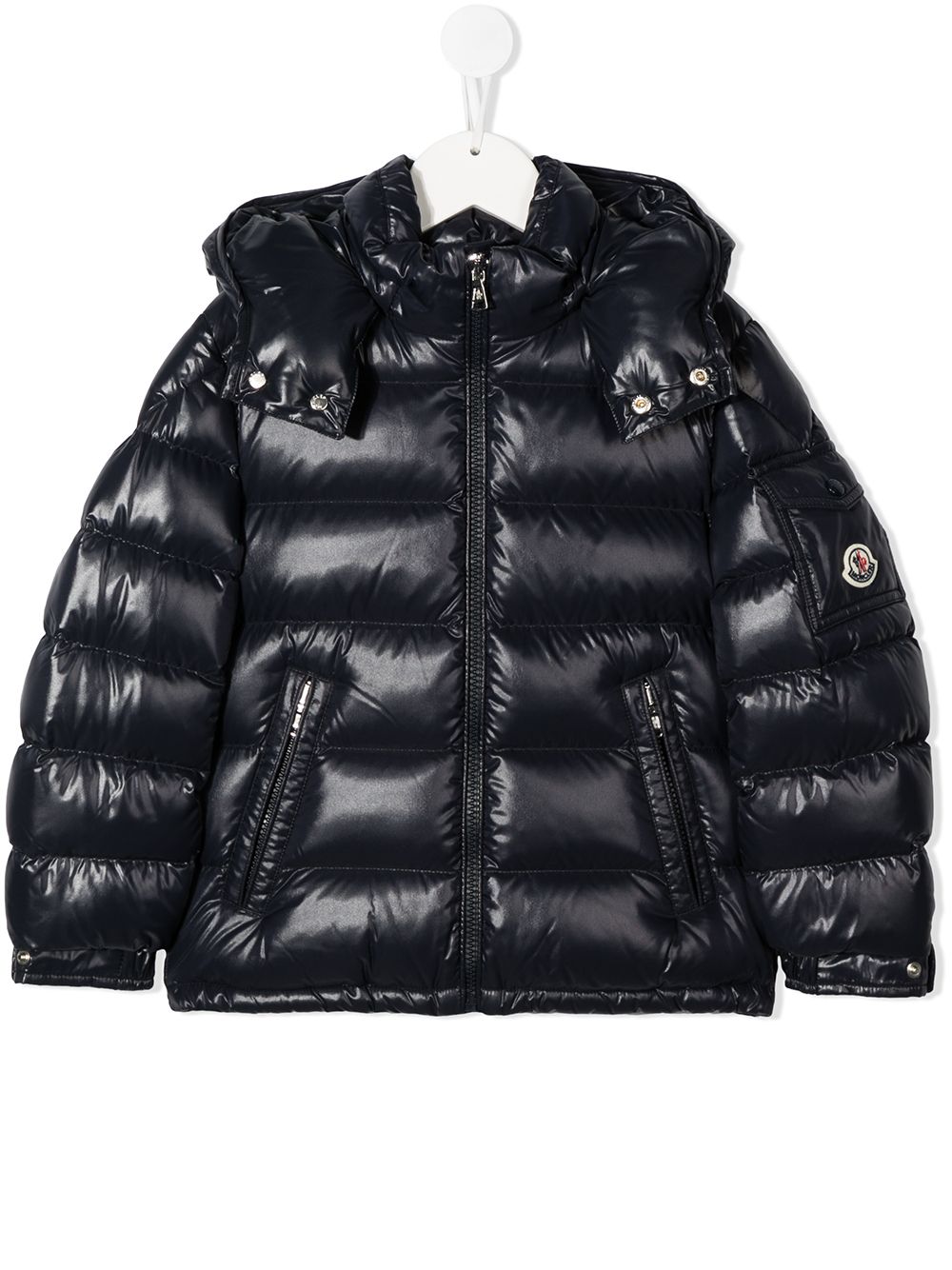 Moncler Enfant 拉链羽绒外套 - 蓝色
