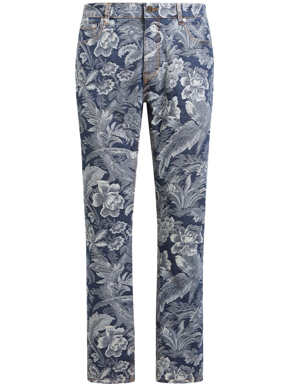 ETRO 提花直筒牛仔裤 - 蓝色