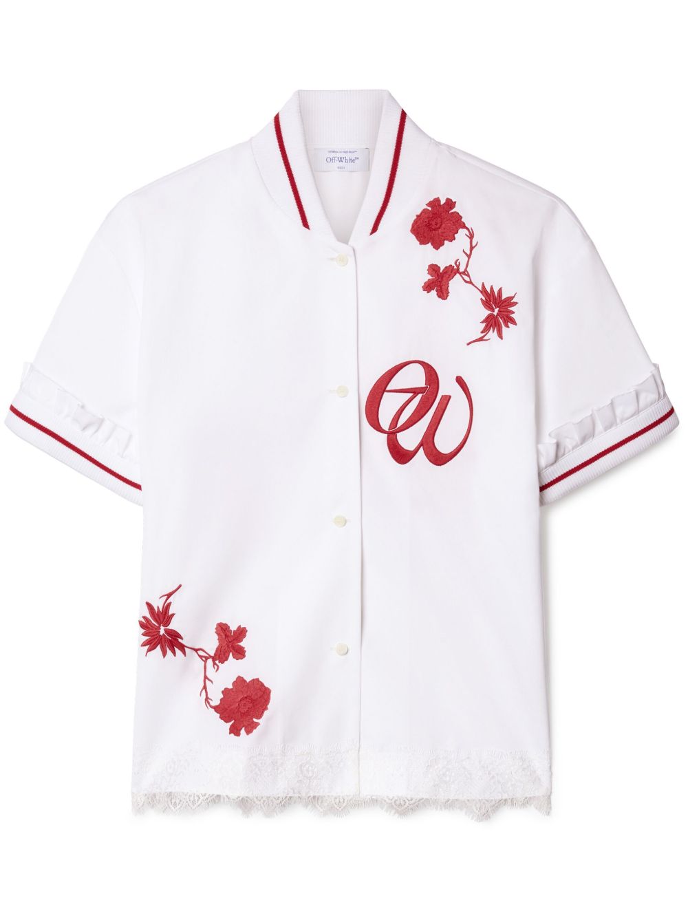 Off-White 蕾丝细节棒球衫 - 白色
