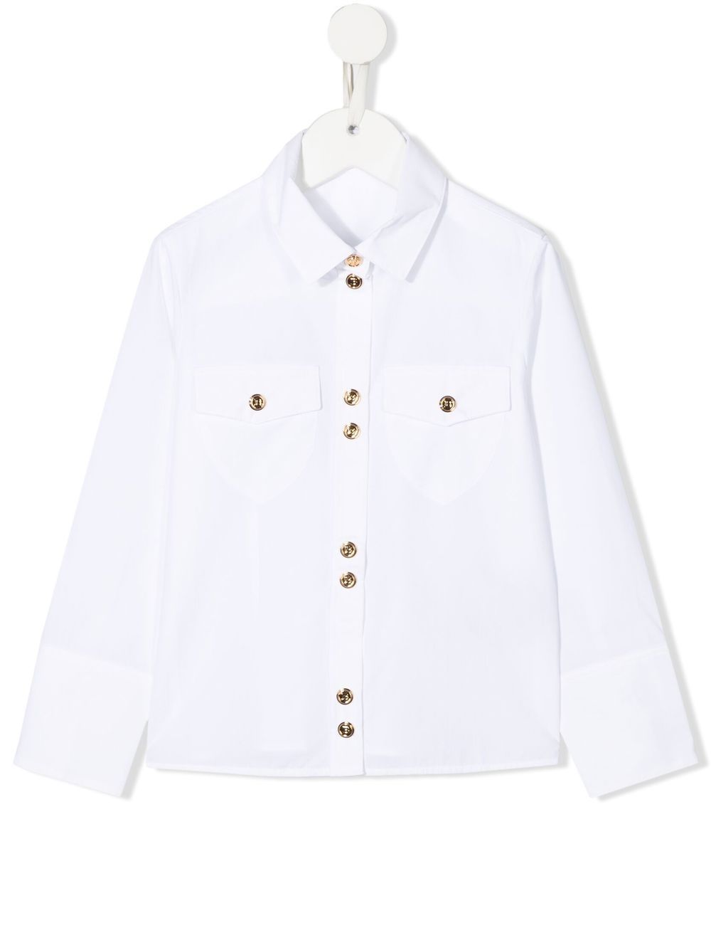 Balmain Kids 巴尔曼 压纹纽扣长袖衬衫 - 白色