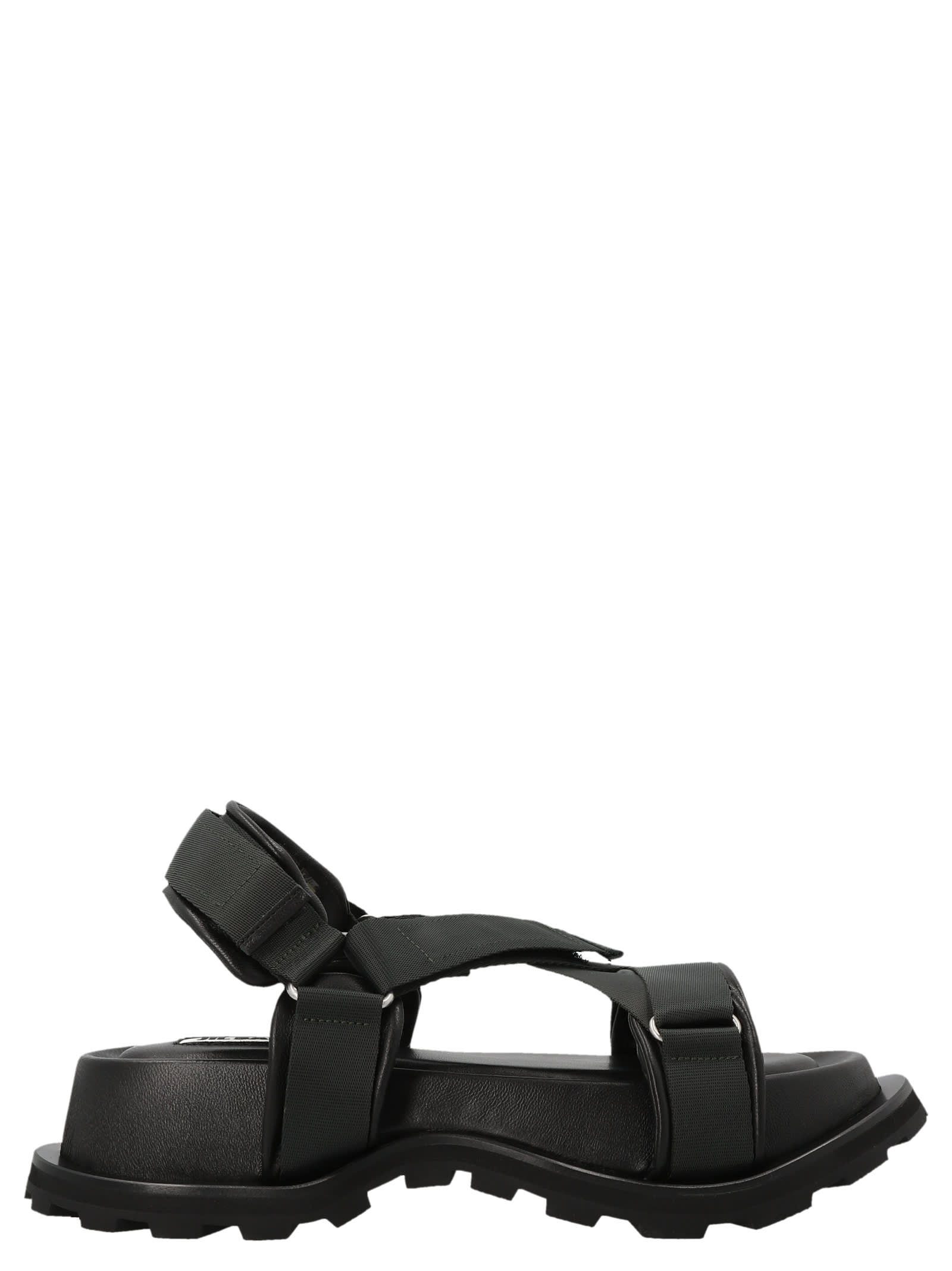 Jil Sander 黑色皮革混纺凉鞋