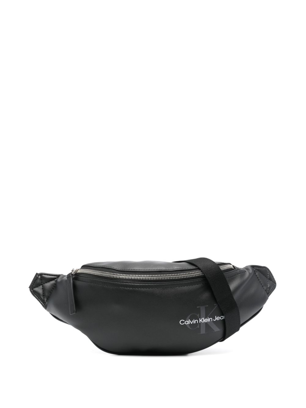 Calvin Klein logo印花人造皮革腰包 - 黑色