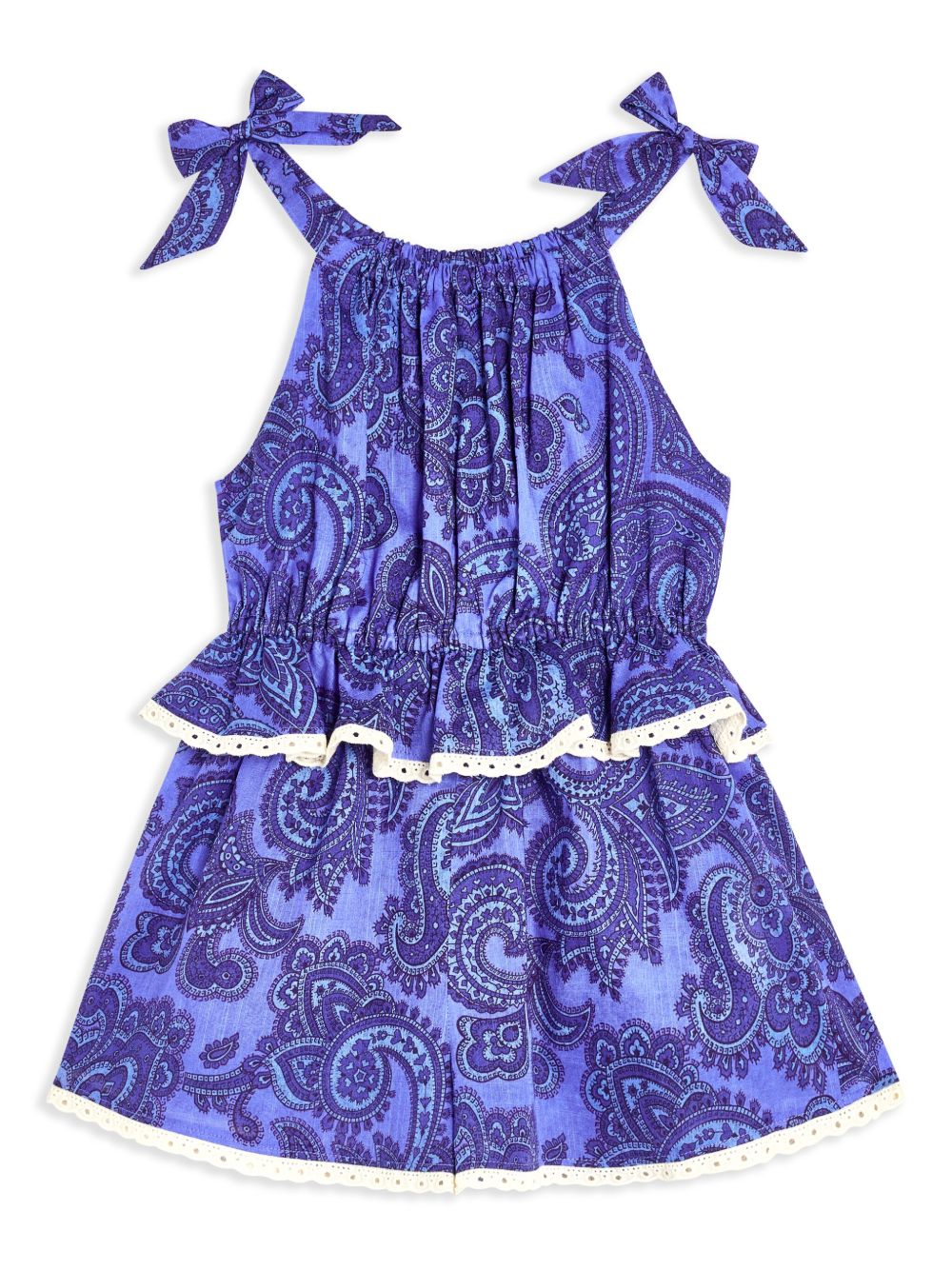 ZIMMERMANN Kids 佩斯理印花棉连体长裤 - 蓝色