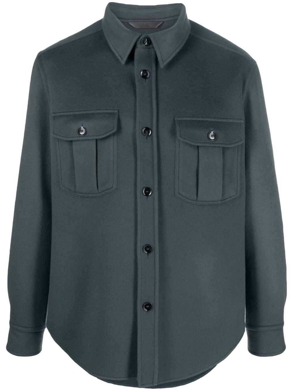 Brioni 排扣针织衬衫式夹克 - 蓝色