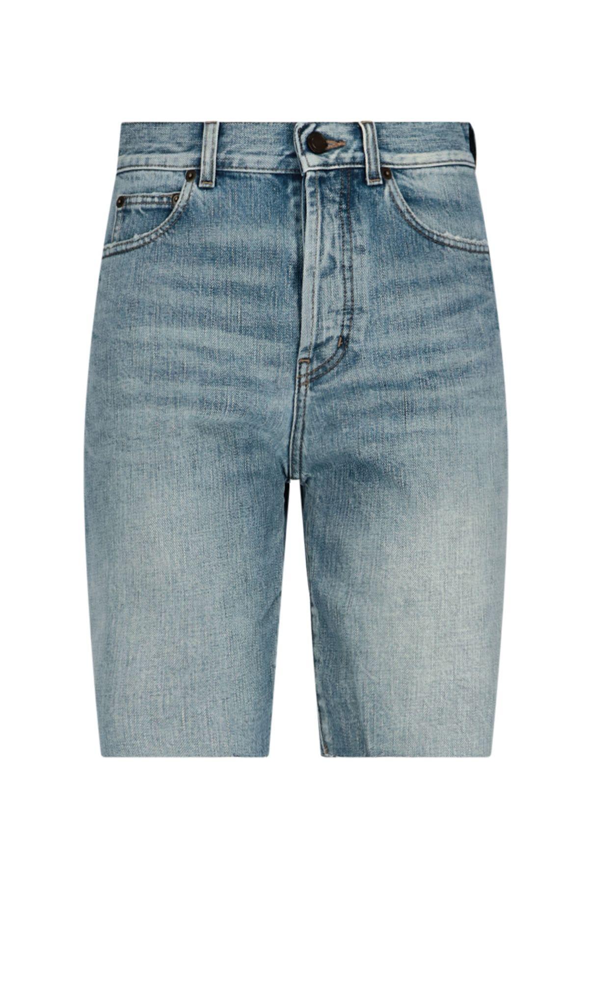 Saint Laurent 毛边牛仔短裤