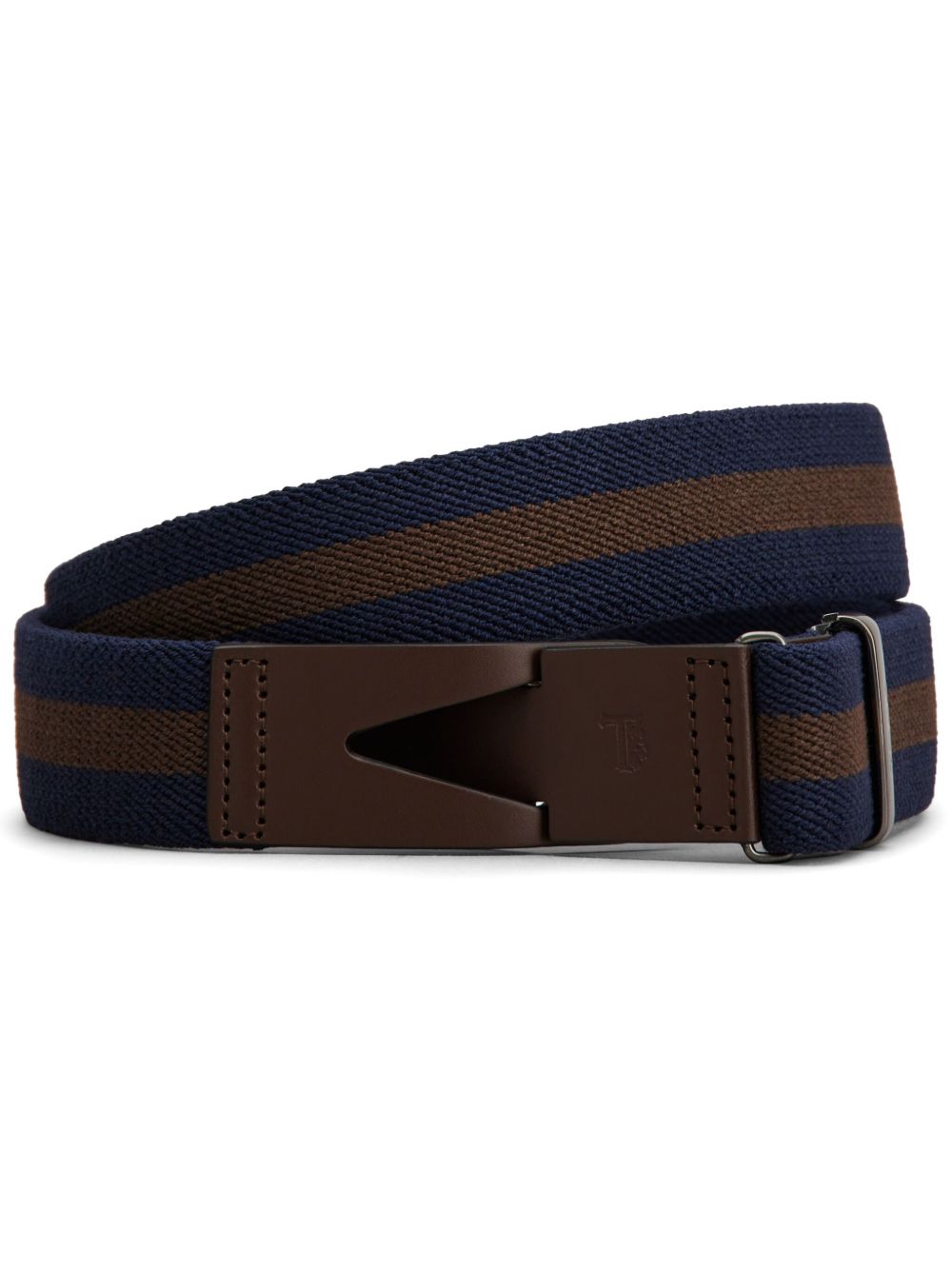 Tod's 条纹摁扣腰带 - 蓝色