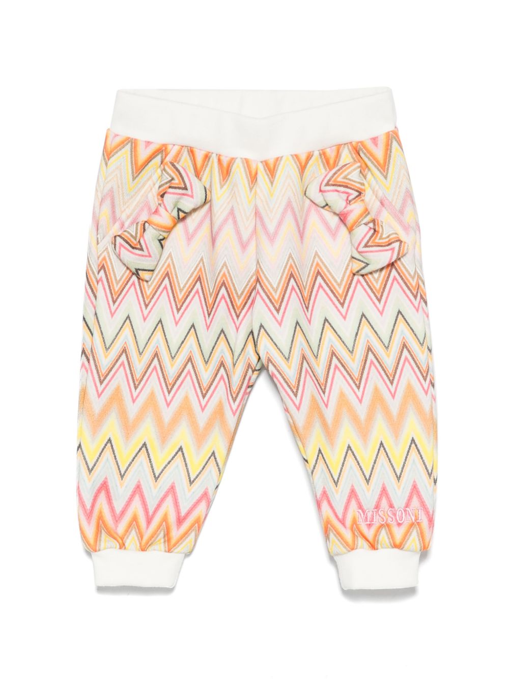 Missoni Kids 人字纹图案印花运动裤 - 白色