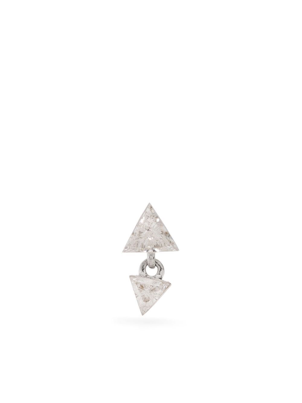 MARIA TASH Triangle 18K白金钻石吊饰耳钉 - 银色