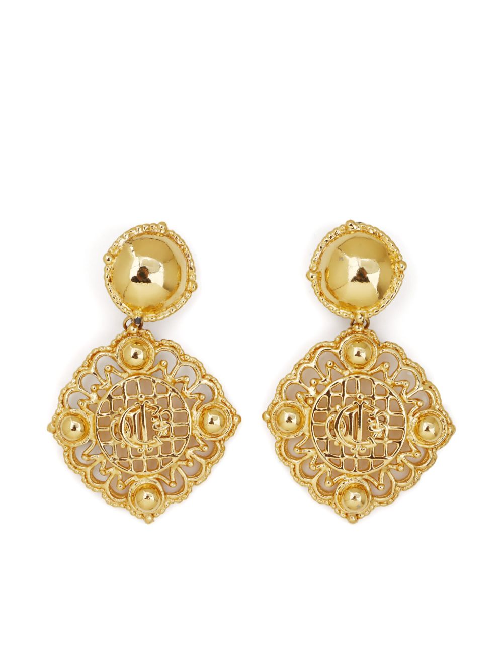 Christian Dior Pre-Owned Insignia 网纱夹扣式耳环（典藏款） - 金色