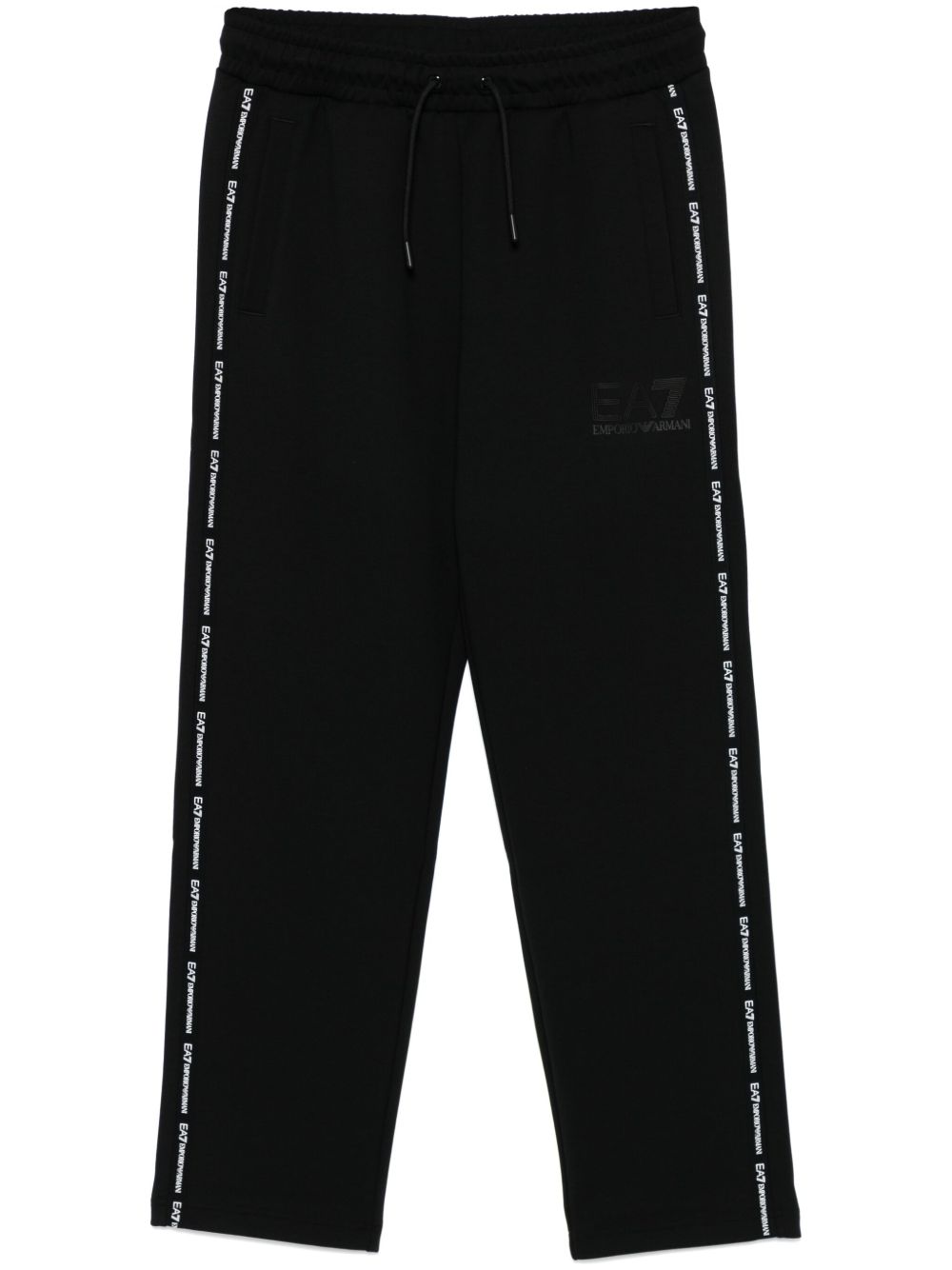 Ea7 Emporio Armani logo饰带运动裤 - 黑色