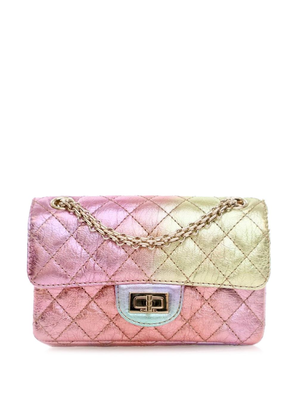 CHANEL Pre-Owned Reissue 2.55 Single Flap 224 做旧金属感小羊皮单肩包（2020年典藏款） - 粉色