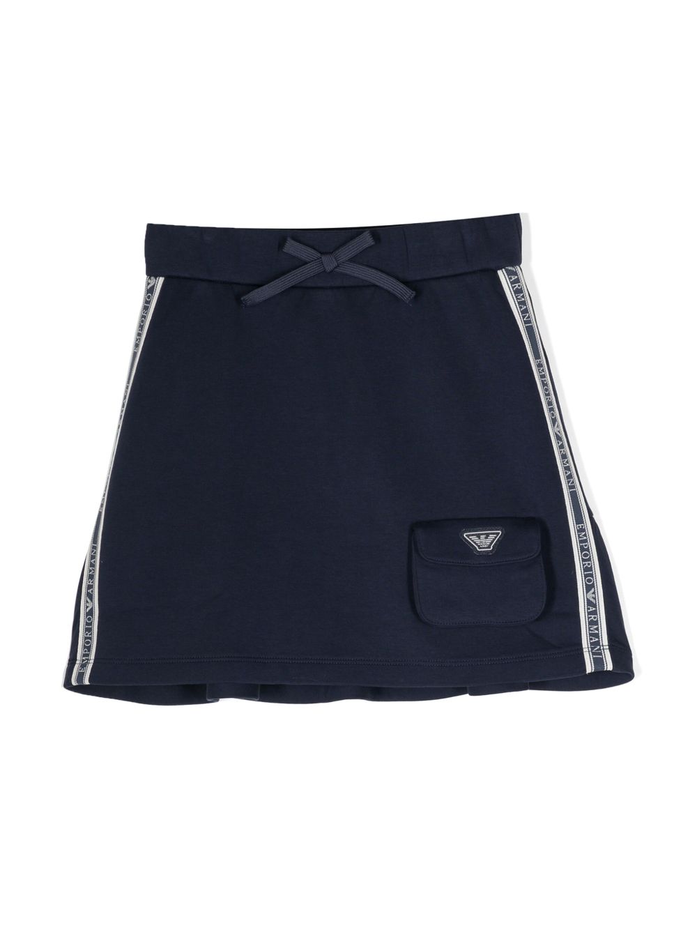 Emporio Armani Kids logo刺绣平纹针织半身裙 - 蓝色