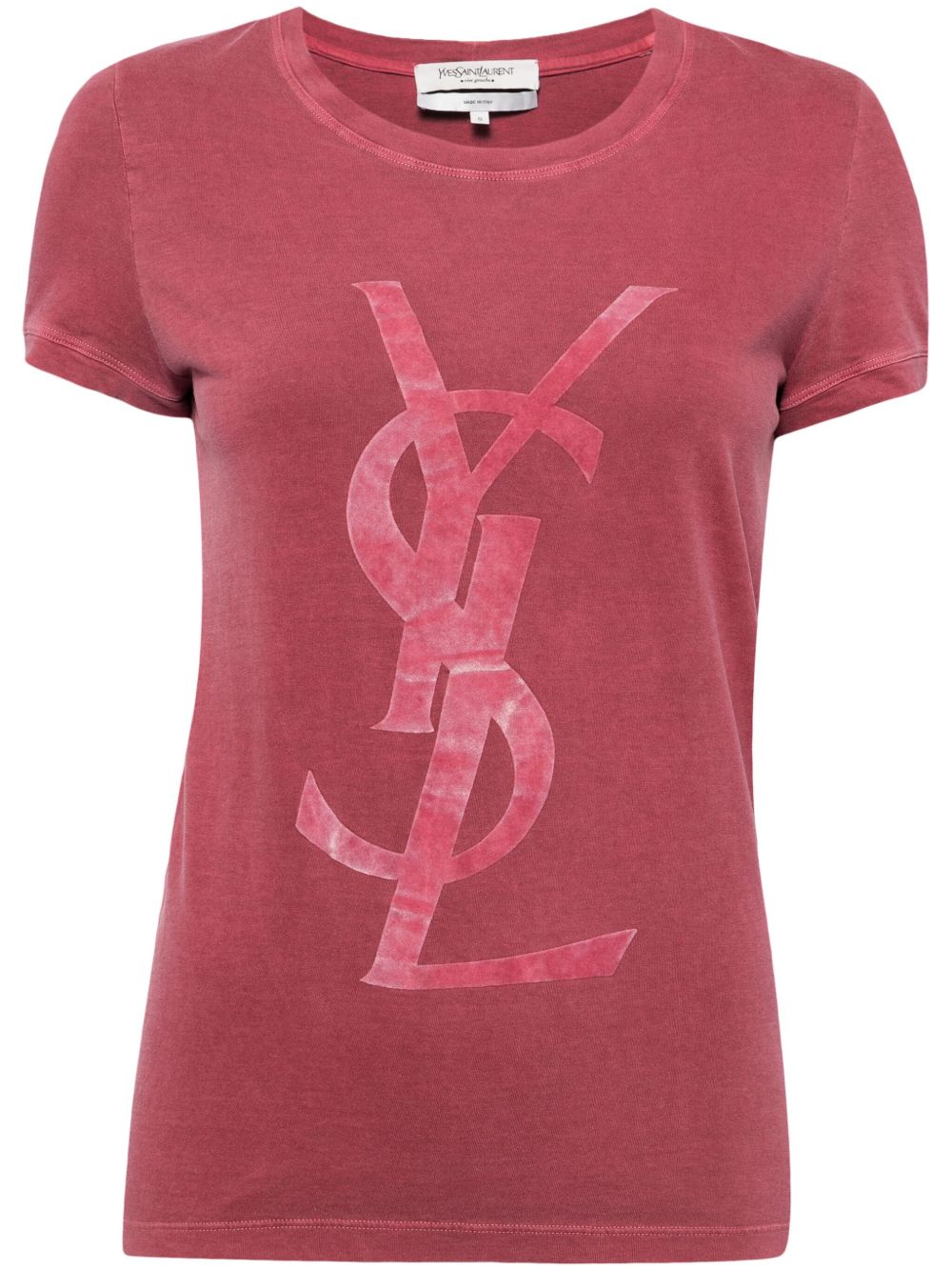 Saint Laurent Pre-Owned logo印花棉T恤（1990-2000年典藏款） - 粉色