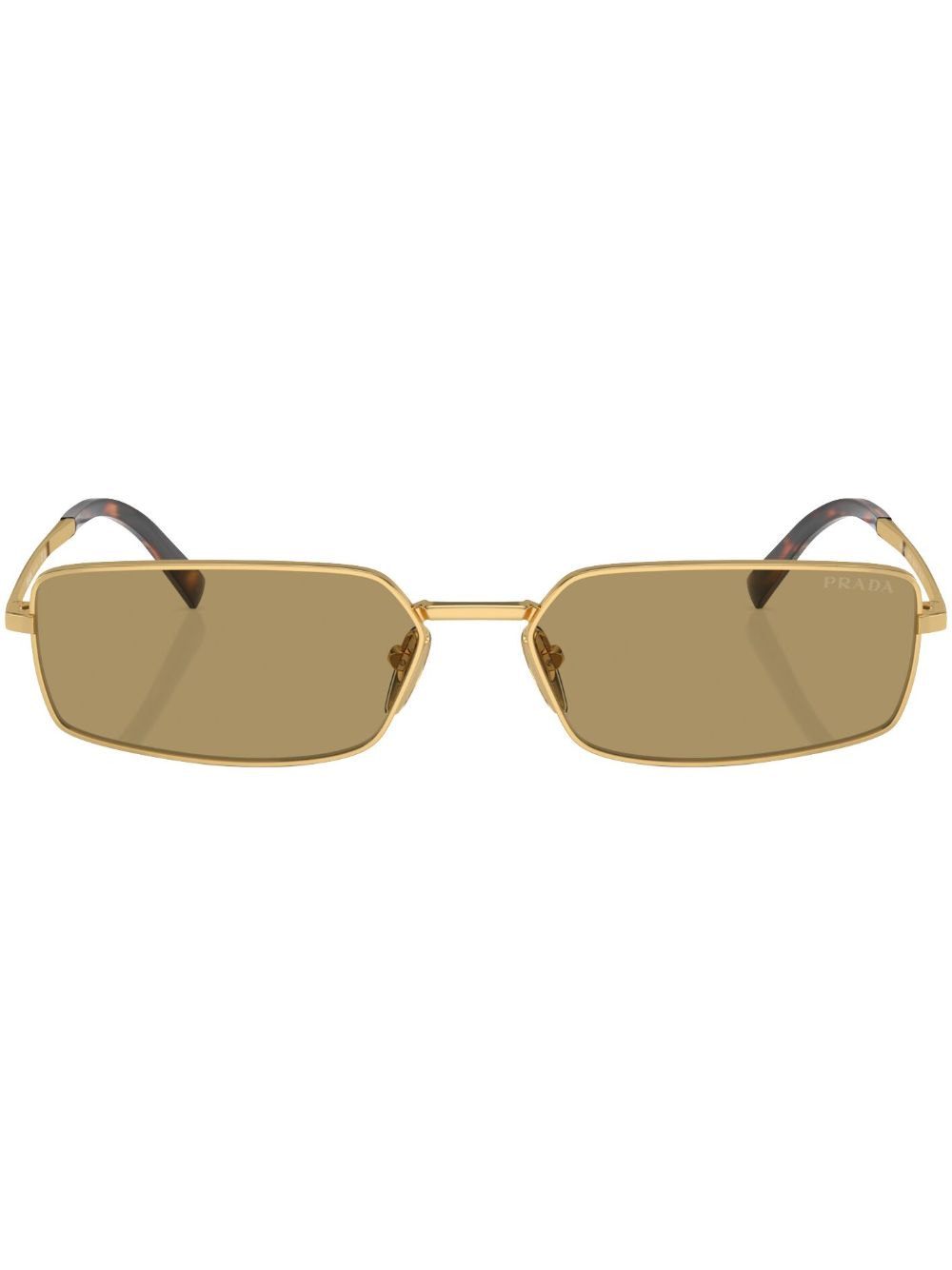 Prada Eyewear Prada PR A60S 长方形框太阳眼镜 - 金色
