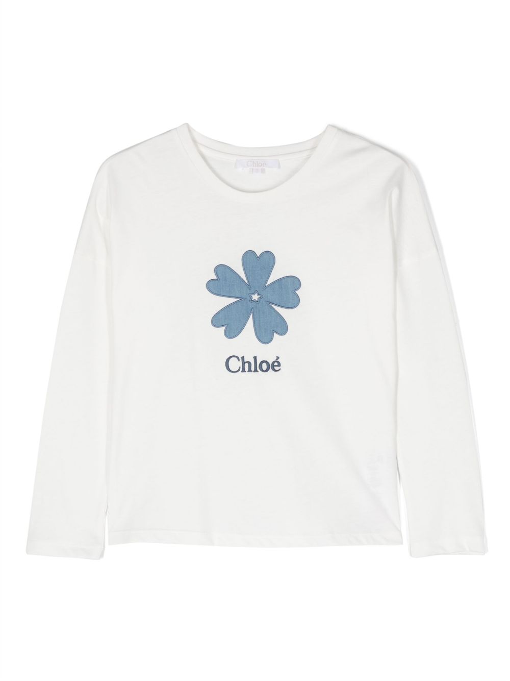 Chloé Kids logo印花T恤 - 白色