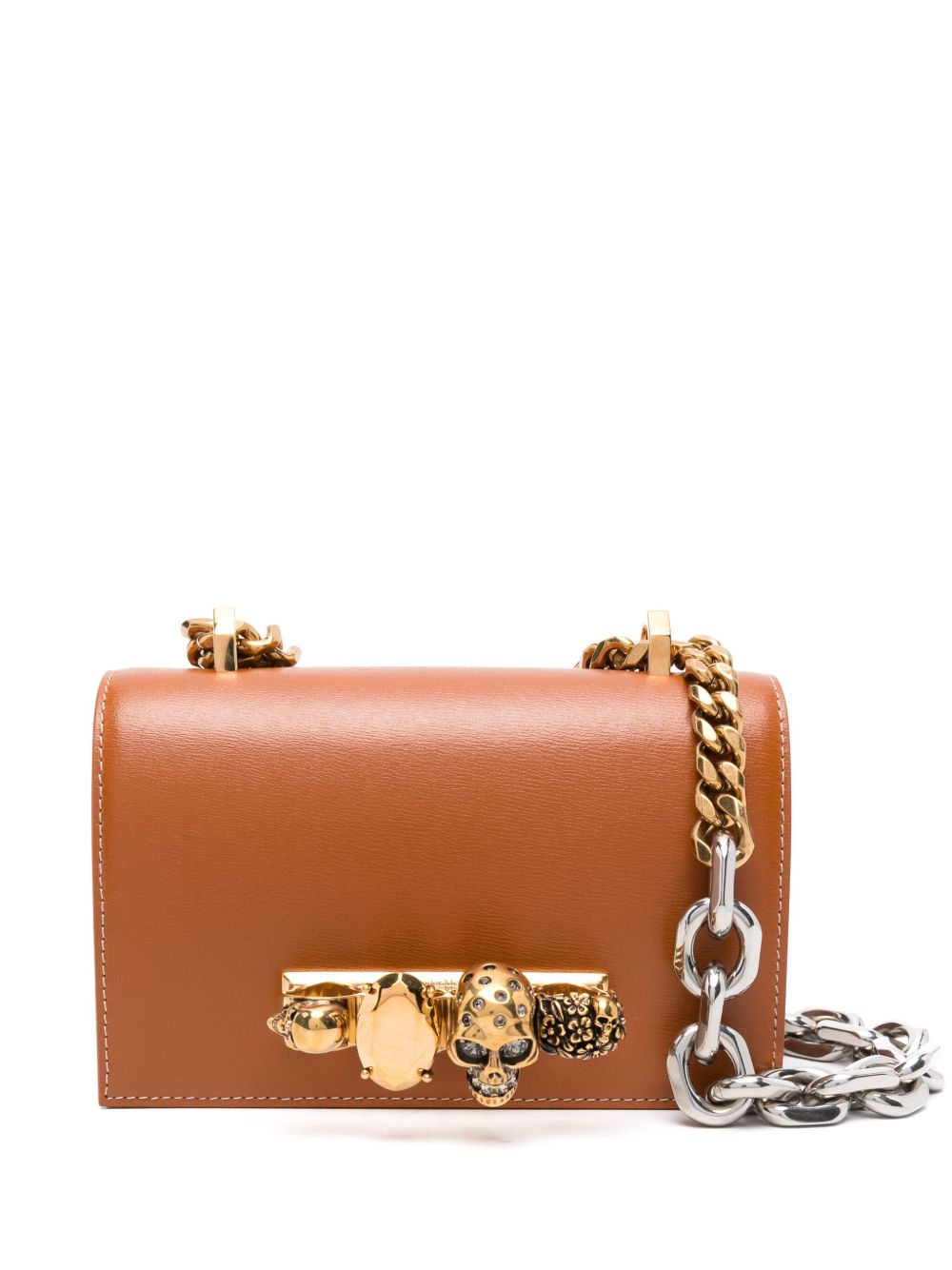 Alexander McQueen Jewelled 迷你斜挎包 - 褐色