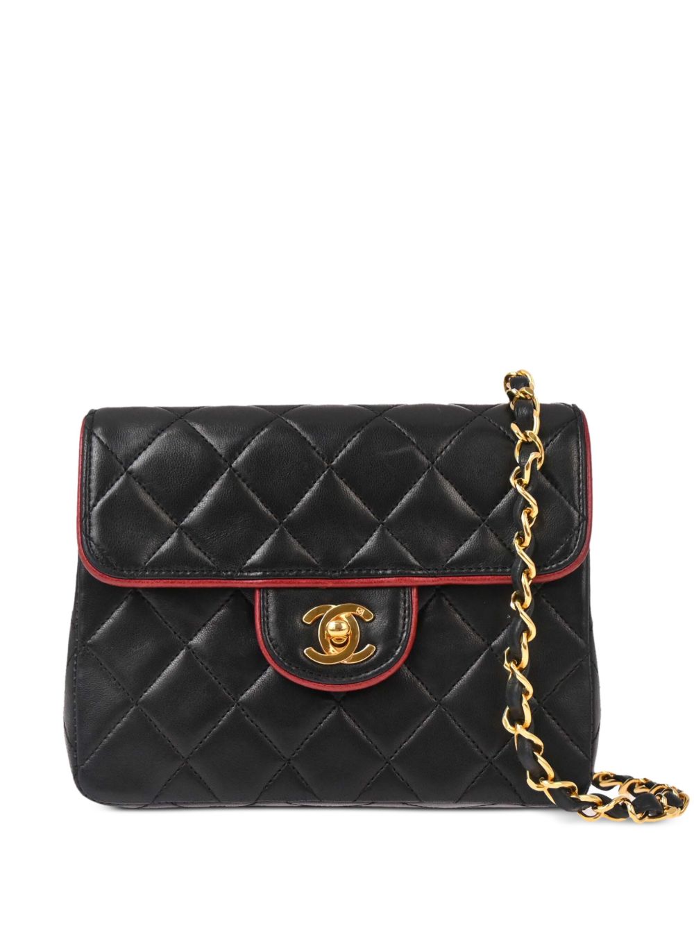 CHANEL Pre-Owned Classic Square Flap 17 迷你单肩包（1990年典藏款） - 黑色