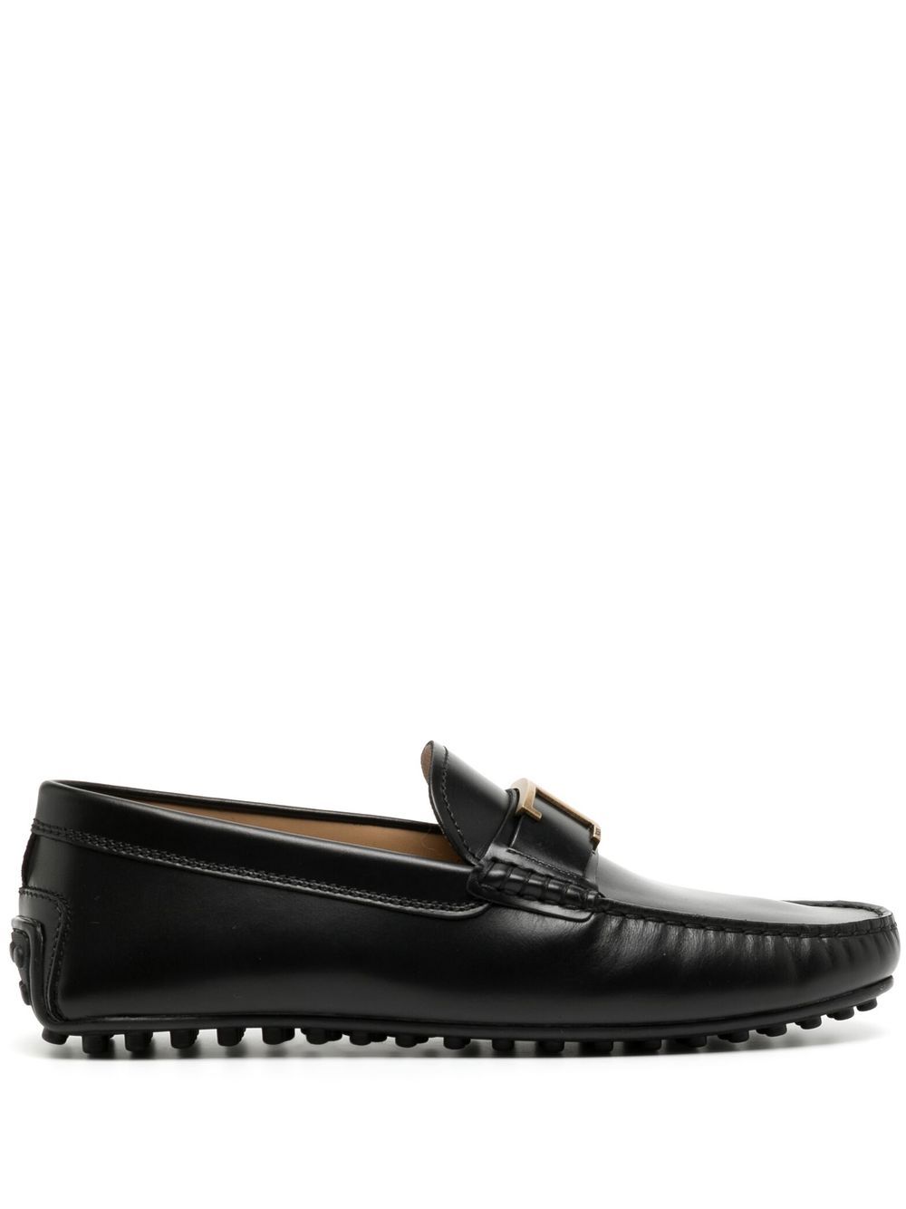 Tod's logo标牌皮质乐福鞋 - 黑色