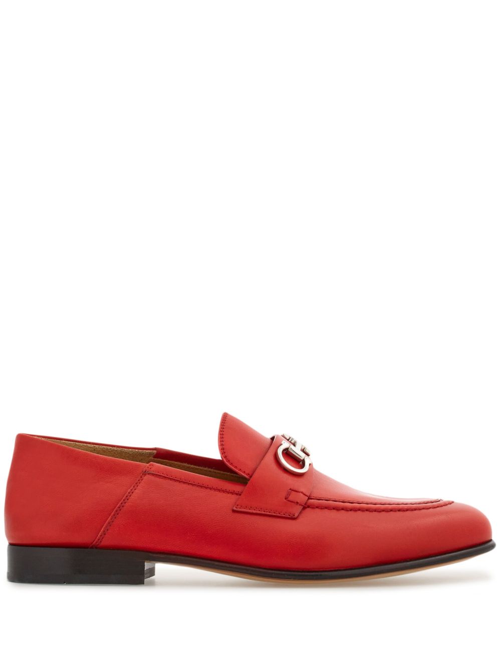 Ferragamo Gancini 扣环皮质乐福鞋 - 红色