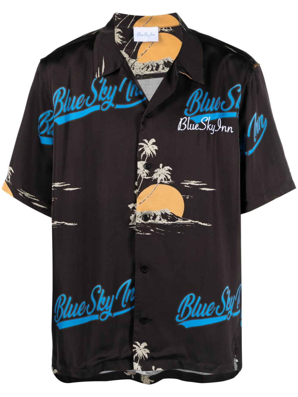 BLUE SKY INN logo印花短袖衬衫 - 黑色