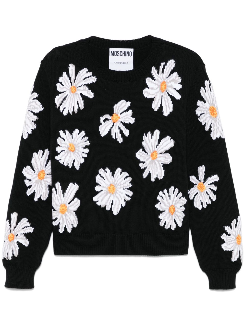 Moschino 花卉提花毛衣 - 黑色