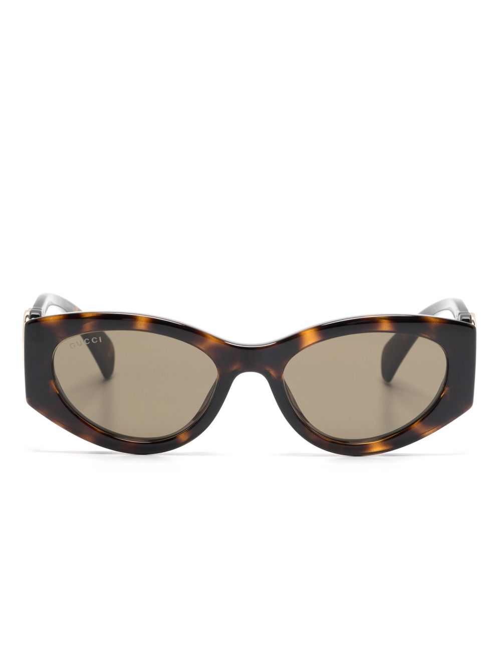 Gucci Eyewear 玳瑁纹猫眼框太阳眼镜 - 褐色