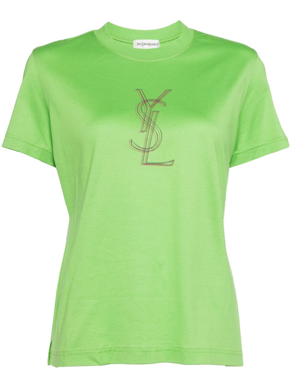 Saint Laurent Pre-Owned logo印花棉质混纺T恤（1990-2000年代典藏款） - 绿色