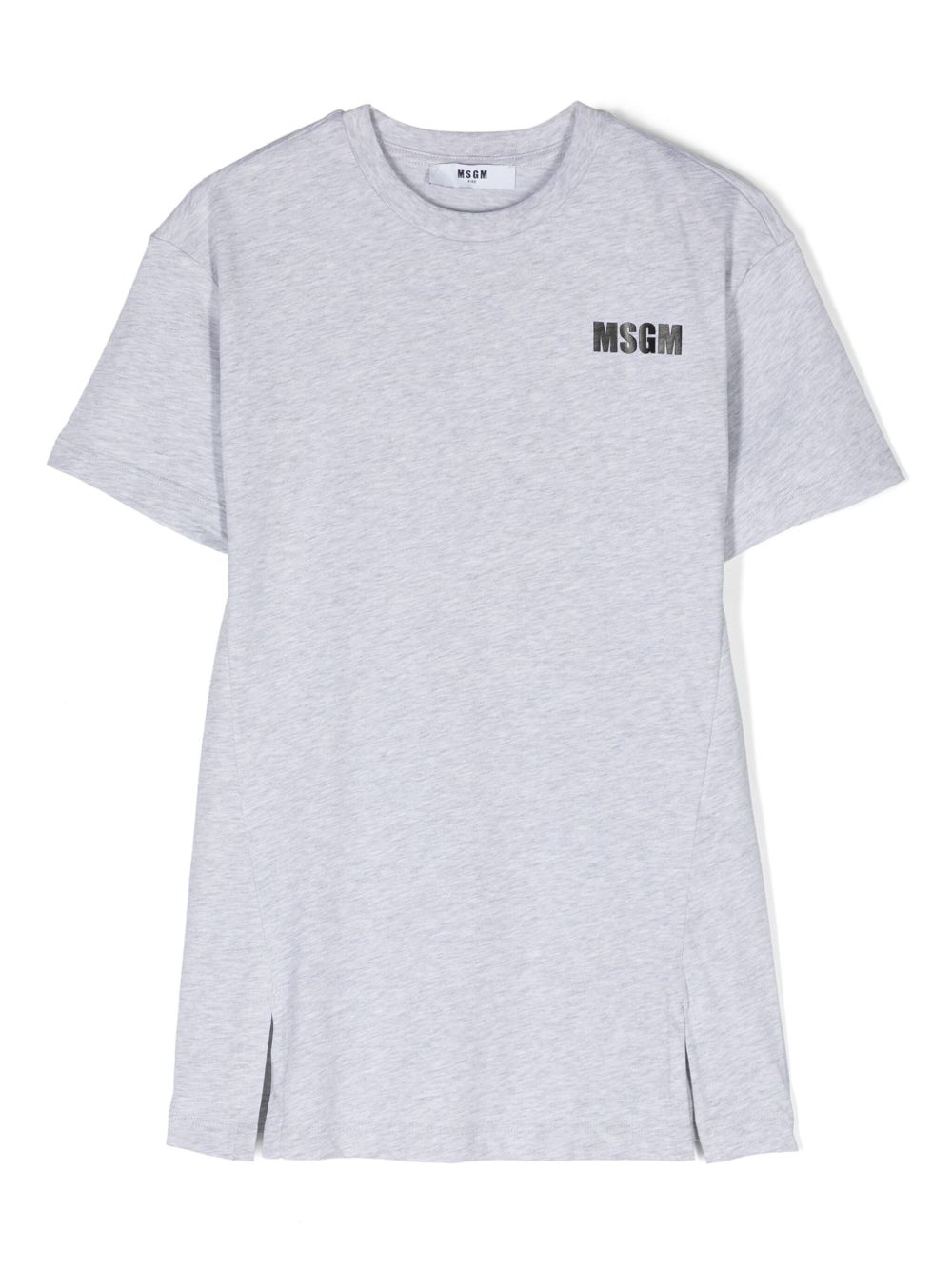MSGM Kids logo印花棉连衣裙 - 灰色