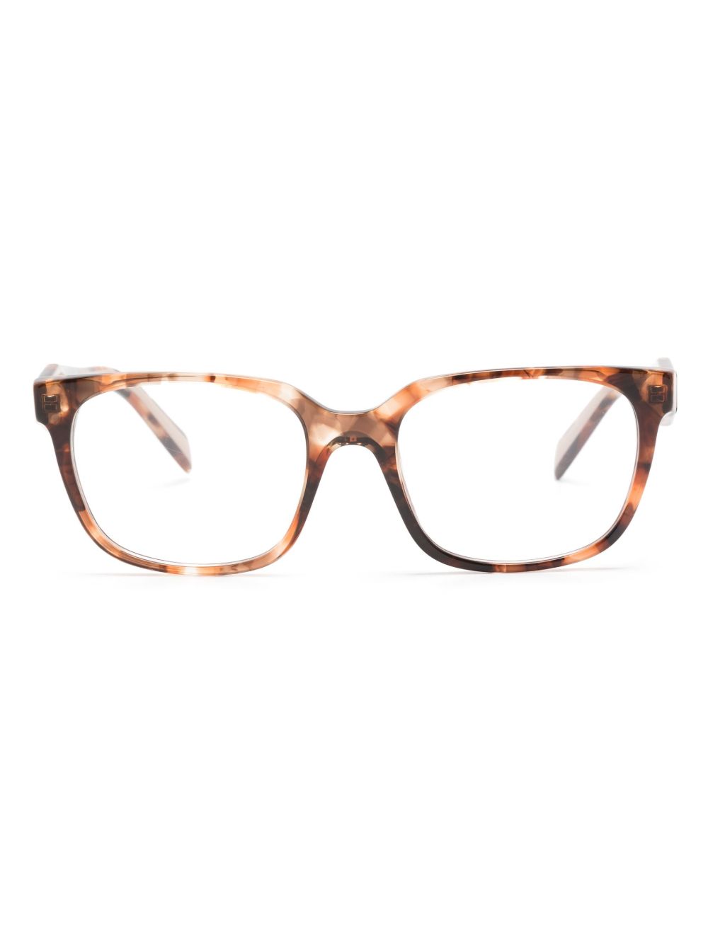 Prada Eyewear 玳瑁纹效果方框眼镜 - 褐色