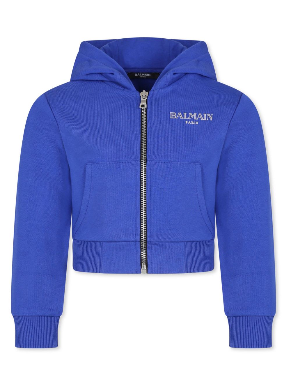 Balmain Kids 拉链连帽夹克 - 蓝色
