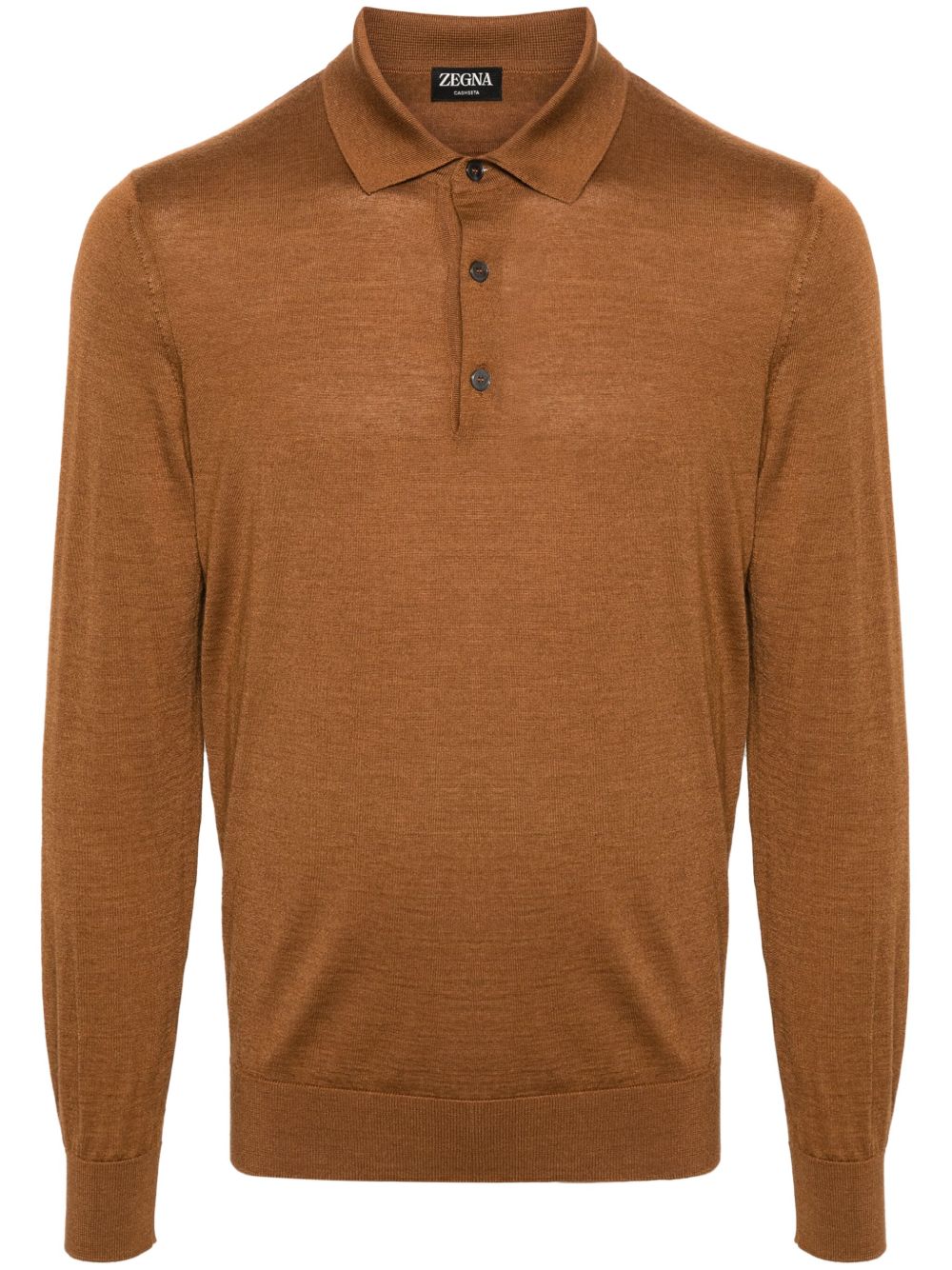 Zegna Foliage Cashseta polo衫 - 褐色