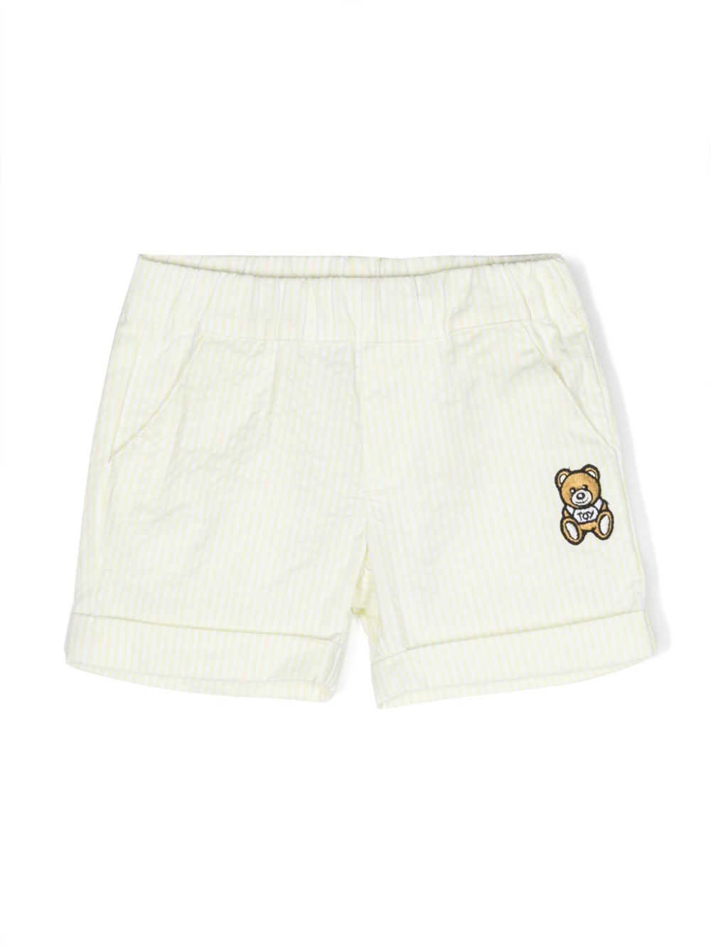Moschino Kids Teddy Bear 条纹棉短裤 - 黄色