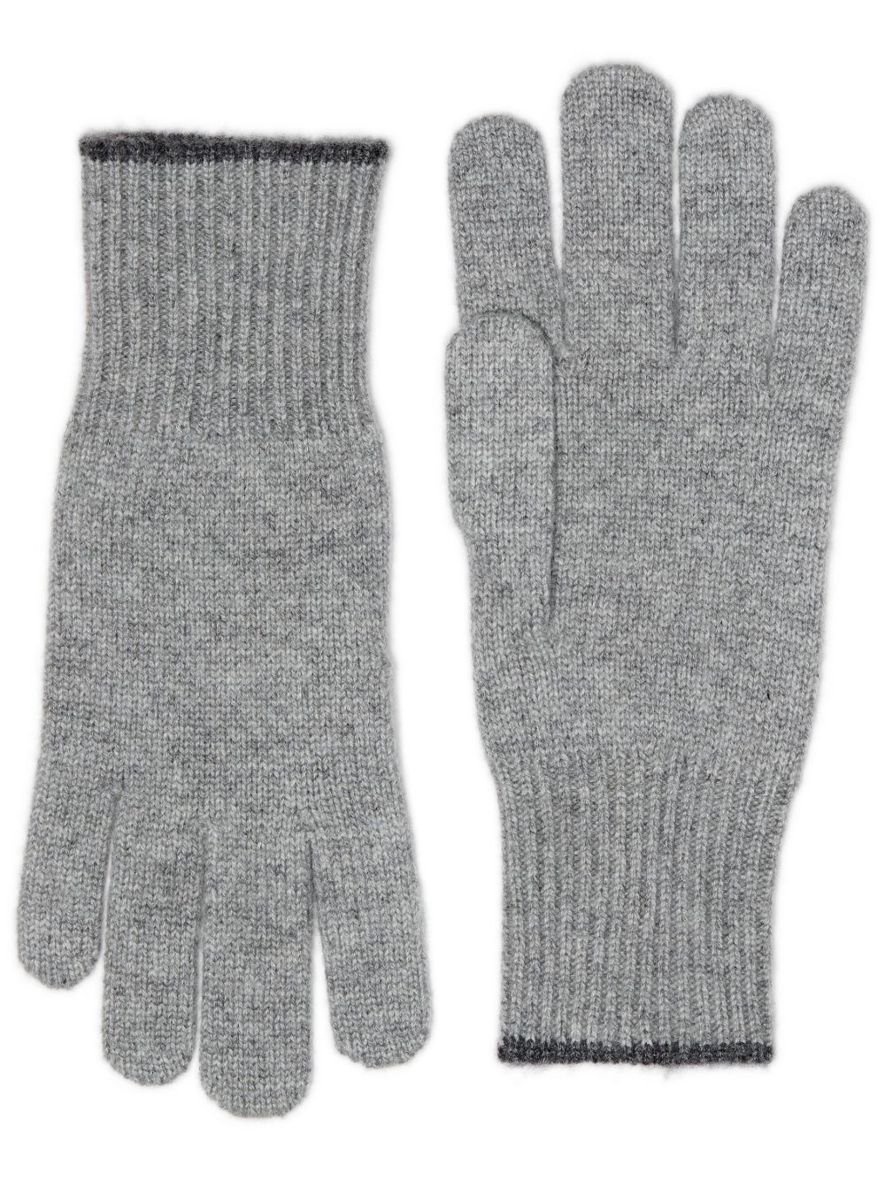 Brunello Cucinelli 罗纹针织羊绒手套 - 灰色