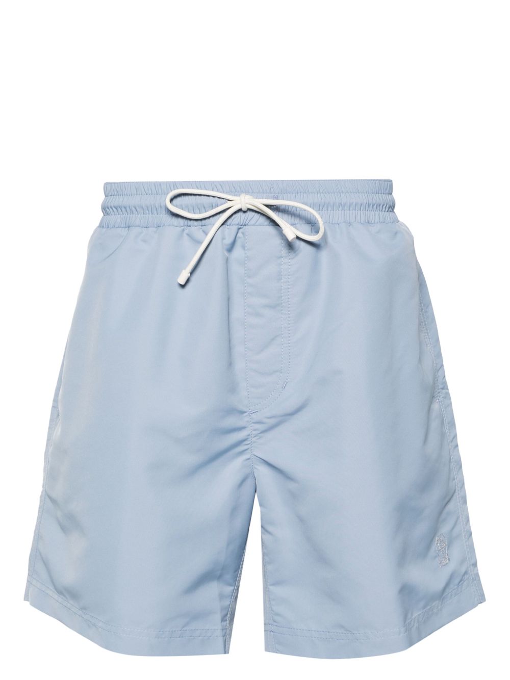 Brunello Cucinelli logo刺绣抽绳泳裤 - 蓝色