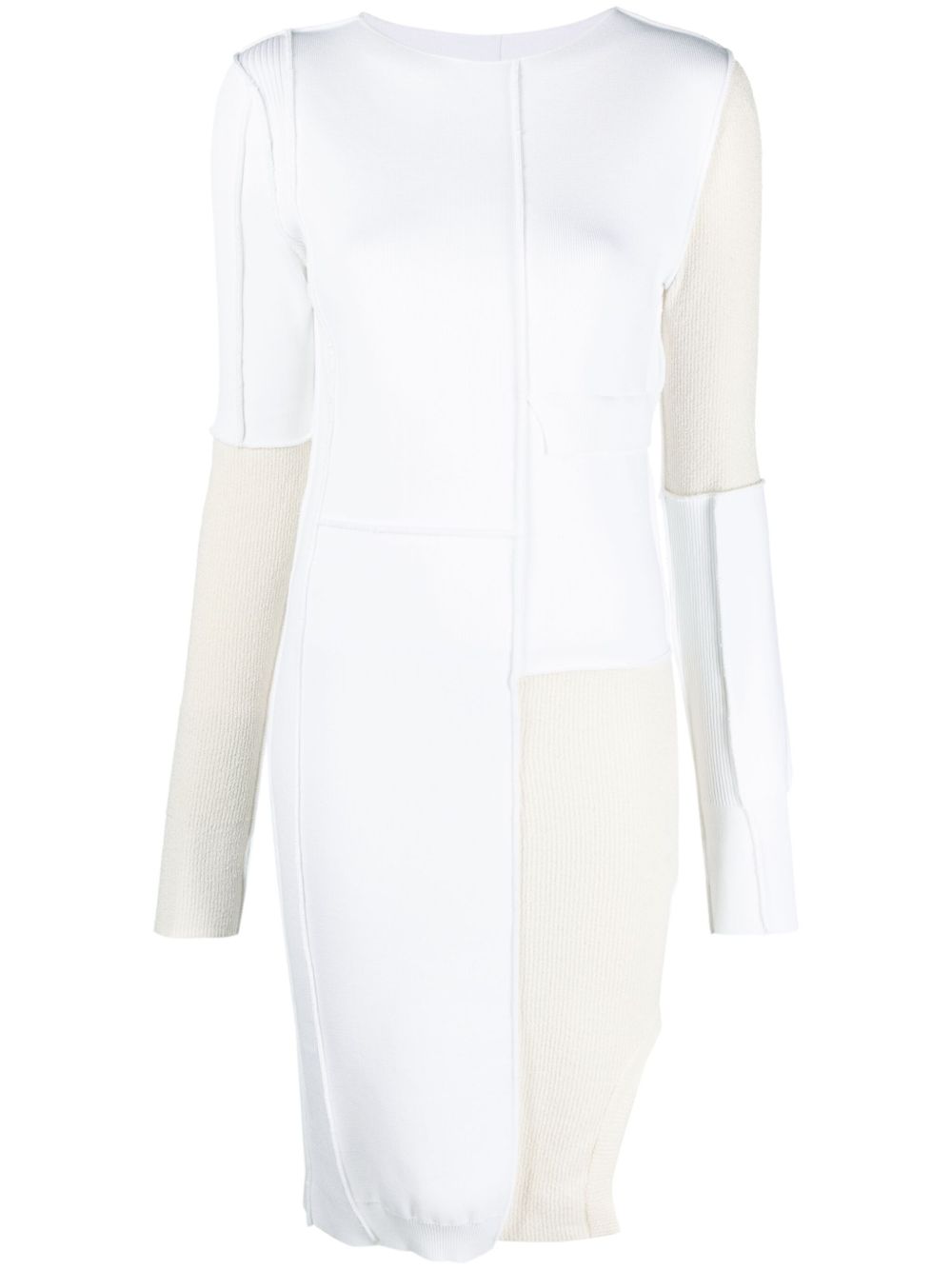MM6 Maison Margiela 拼色明线中长连衣裙 - 白色