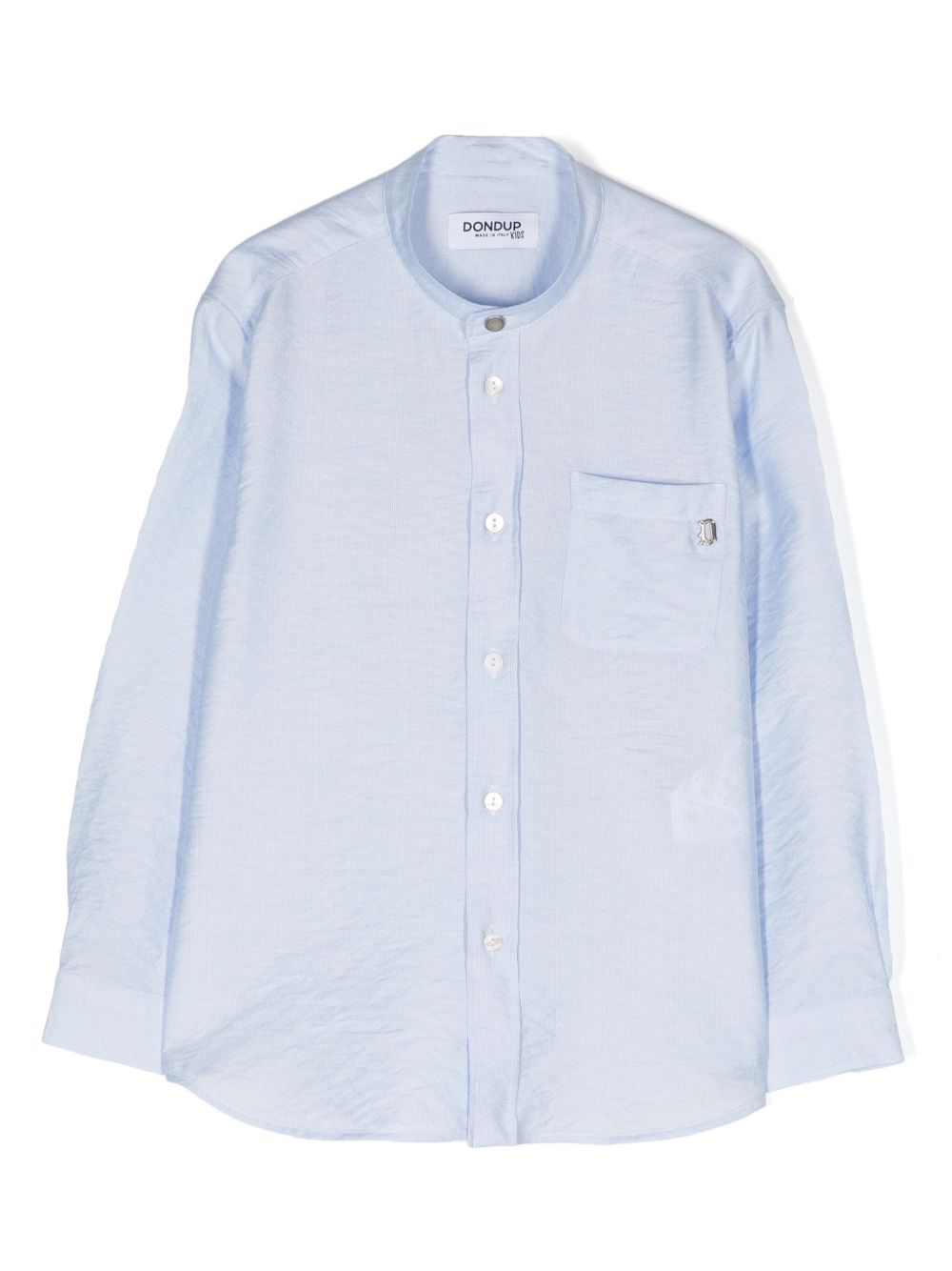 DONDUP KIDS logo标牌条纹衬衫 - 蓝色