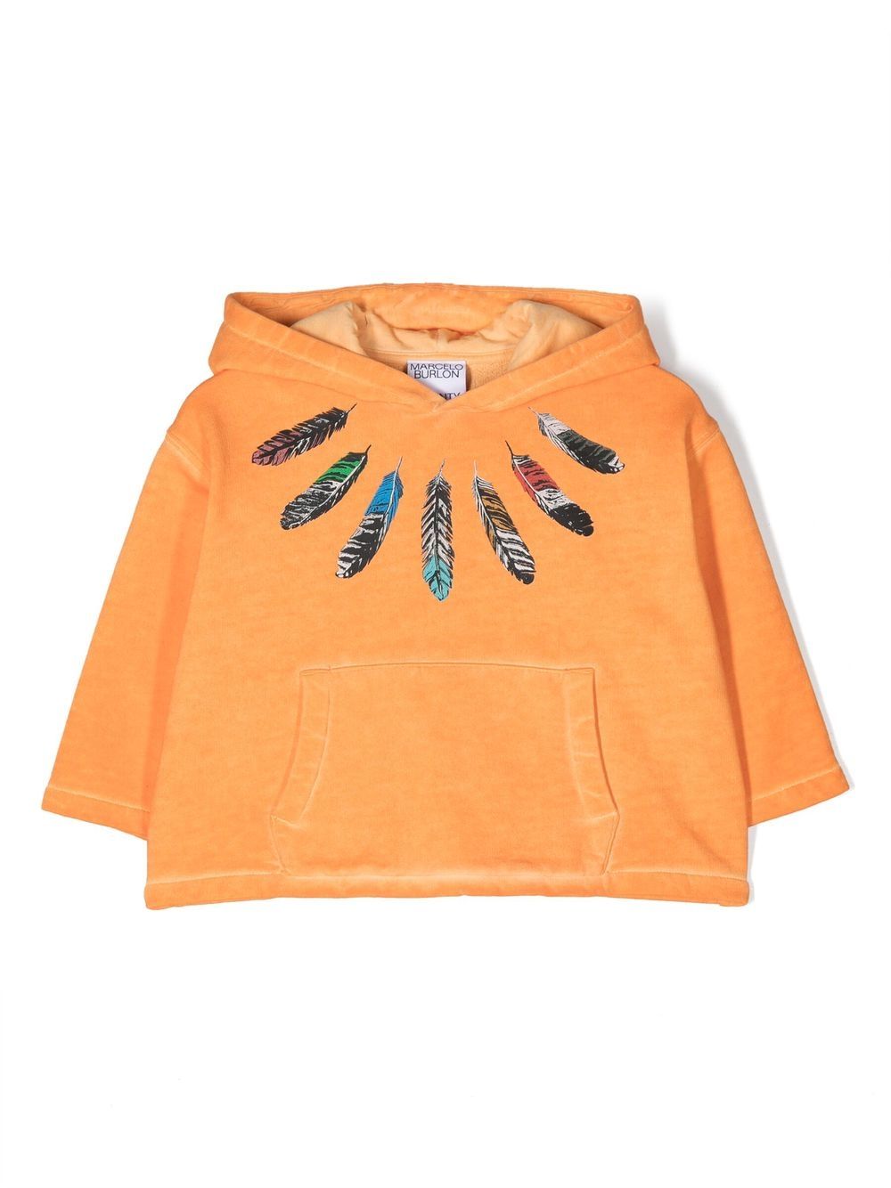 Marcelo Burlon County Of Milan Kids 羽毛图案连帽衫 - 橘色