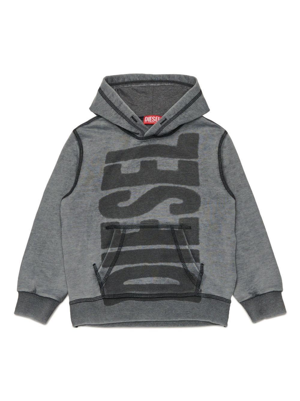 Diesel Kids logo印花连帽衫 - 灰色