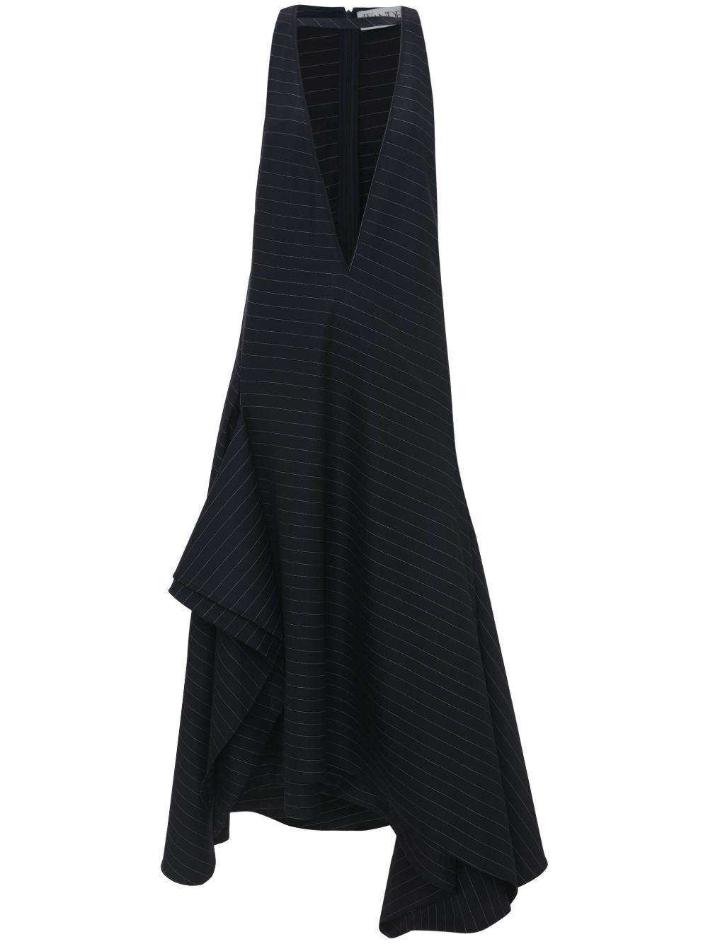 JW Anderson V领拼接中长连衣裙 - 蓝色