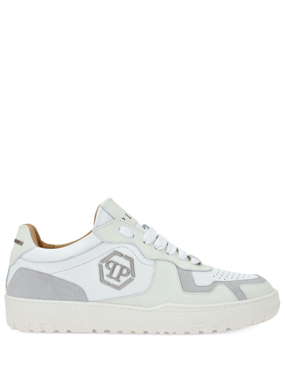 Philipp Plein Hexagon 皮质低帮运动鞋 - 白色