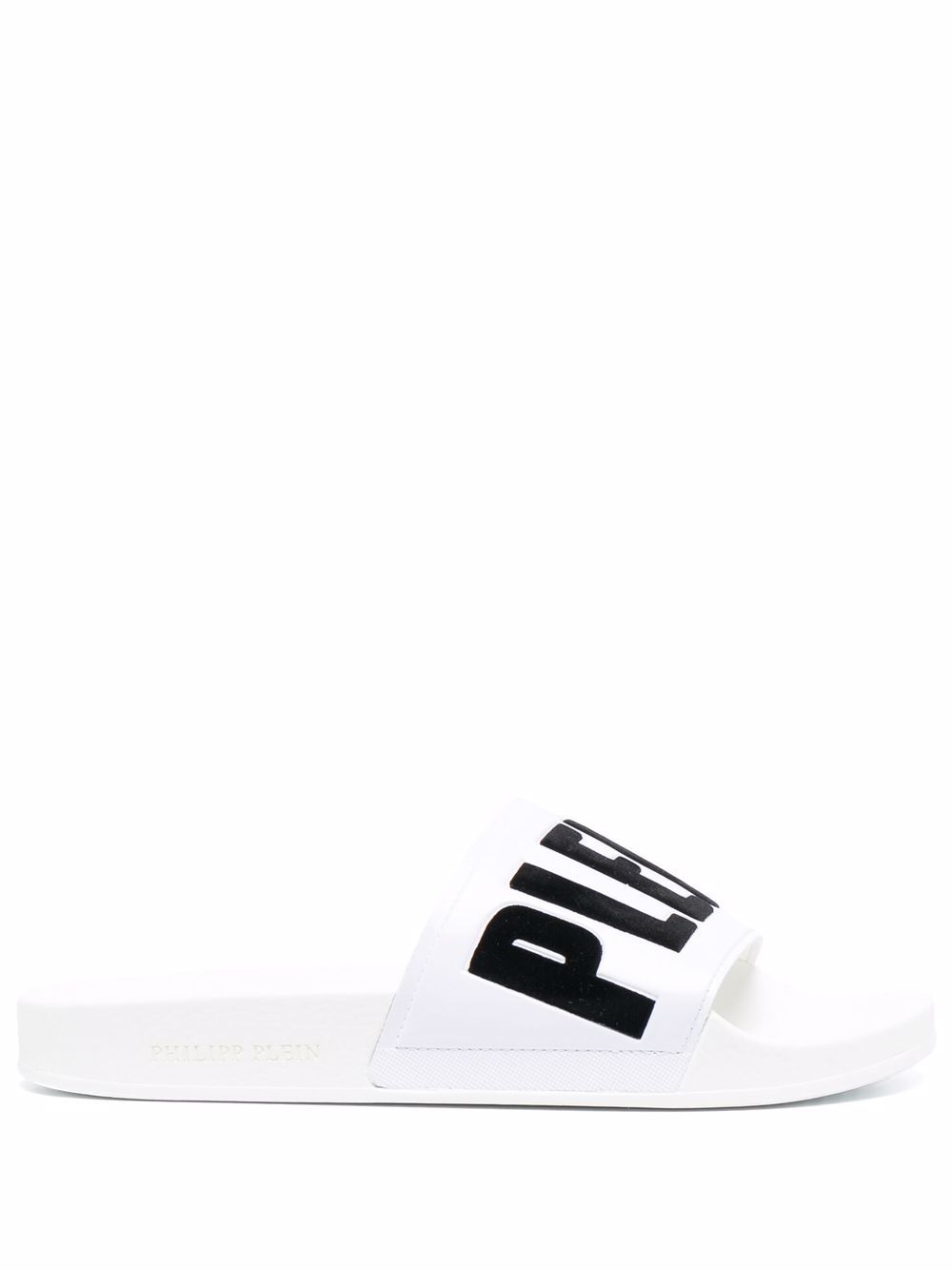 Philipp Plein logo印花拖鞋 - 白色