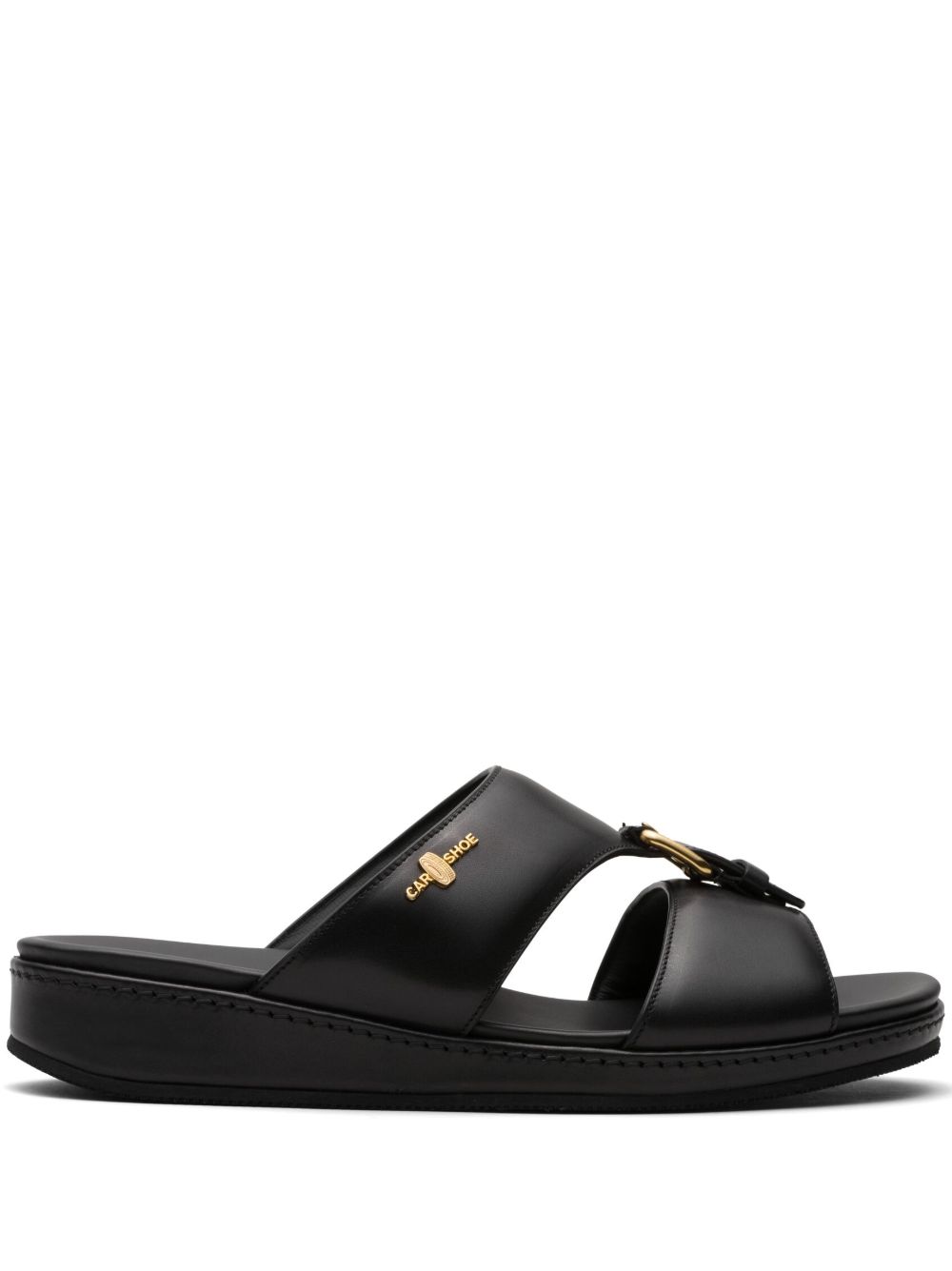 Car Shoe 扣环缀饰平底凉鞋 - 黑色