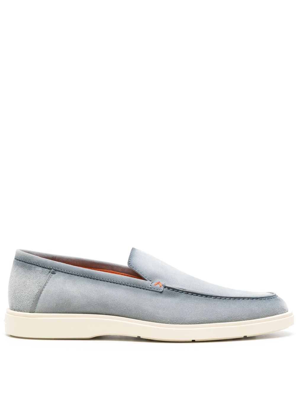 Santoni 杏仁形鞋头绒面皮乐福鞋 - 蓝色