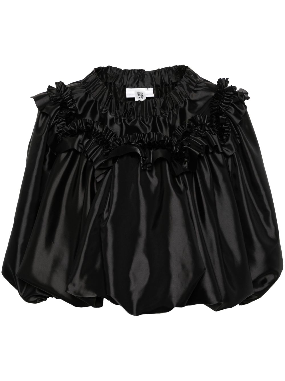 Noir Kei Ninomiya 荷叶边缎面罩衫 - 黑色