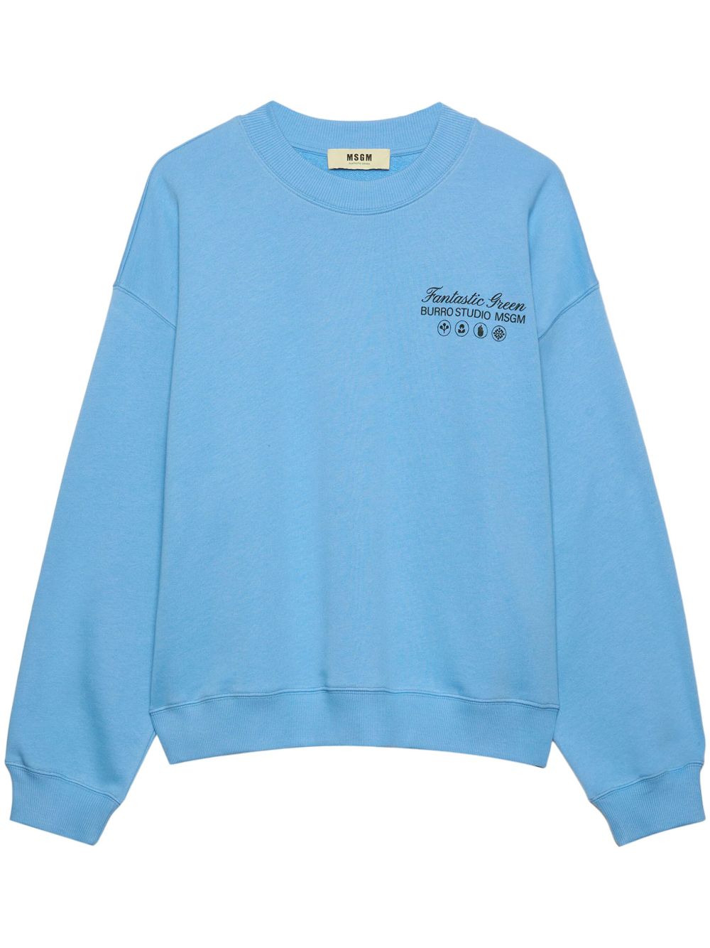 MSGM logo印花圆领卫衣 - 蓝色